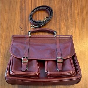Wilson’s Leather Satchel Briefcase Messenger Bag in Burgundy